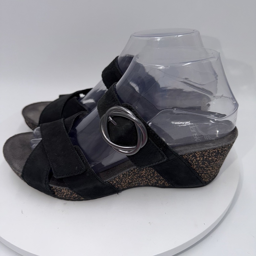 Dansko Women's Susie Black Nubuck Slide On Wedge Sandals Size 38 7.5-8